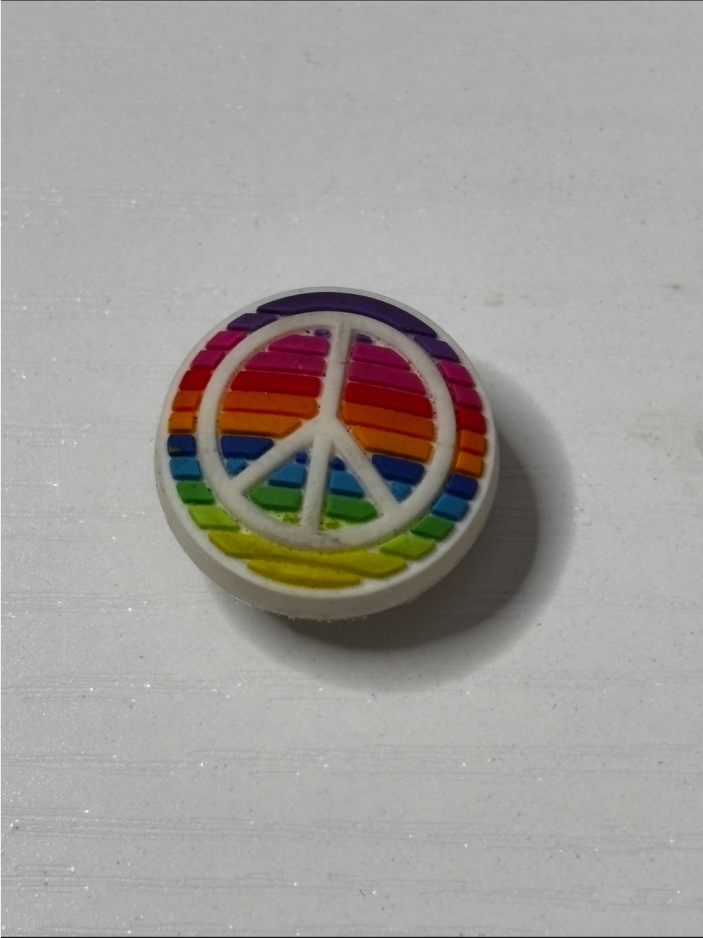 Kids Rainbow Peace Sign Shoe Charm - White Base